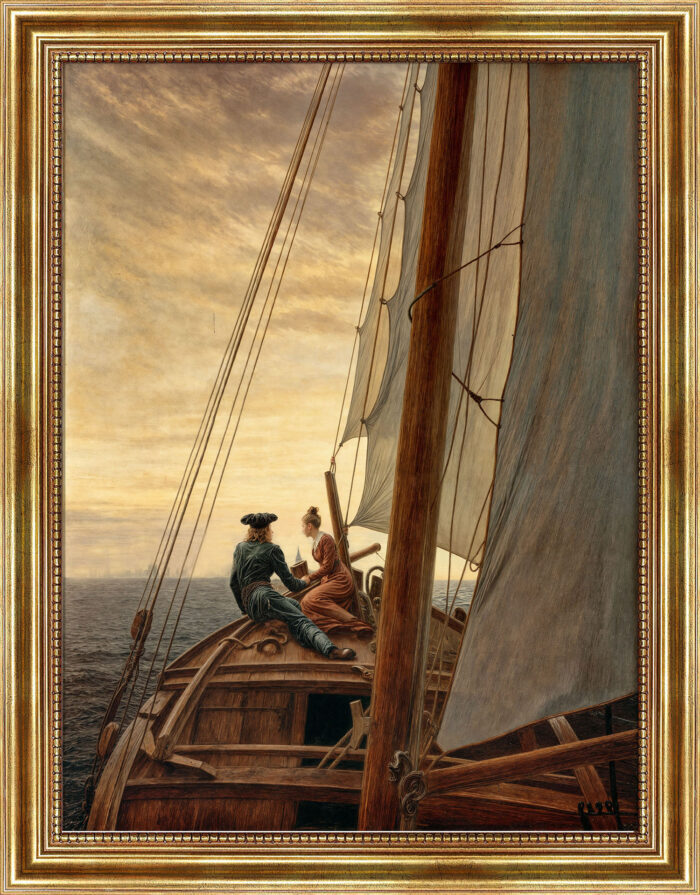 Auf dem Segler von David Caspar Friedrich Bild mit Rahmen in Gold (Kopie)