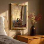 Auf dem Segler von David Caspar Friedrich Bild mit Rahmen in Gold (Kopie)