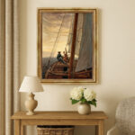Auf dem Segler von David Caspar Friedrich Bild mit Rahmen in Gold (Kopie)