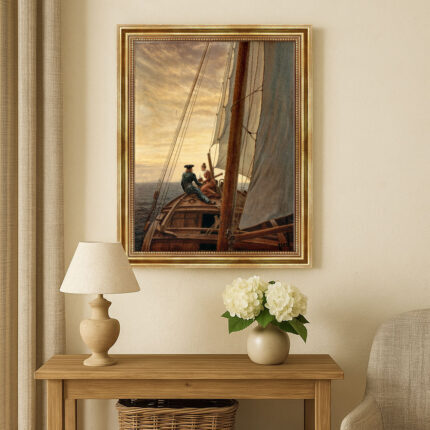 Auf dem Segler von David Caspar Friedrich Bild mit Rahmen in Gold (Kopie)