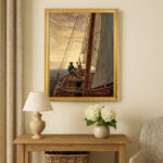 On the Sailboat by David Caspar Friedrich Wall Art with Golden Frame Old Master Painting Reproduction Print for Home and Office Decorations