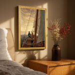 On the Sailboat by David Caspar Friedrich Wall Art with Golden Frame Old Master Painting Reproduction Print for Home and Office Decorations