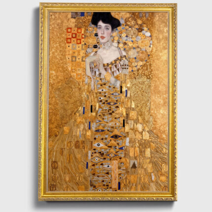Portrait of Adele Bloch Bauer by Gustav Klimt Wall Art with Golden Frame Old Master Painting Reproduction Print for Home and Office Decorations