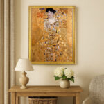 Portrait of Adele Bloch Bauer by Gustav Klimt Wall Art with Golden Frame Old Master Painting Reproduction Print for Home and Office Decorations
