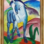 Blaues Pferd I von Franz Marc Bild mit Rahmen in Gold (Kopie)