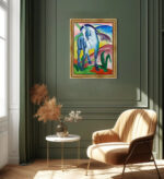 Blaues Pferd I von Franz Marc Bild mit Rahmen in Gold (Kopie)