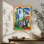 Blue Horse I by Franz Marc Wall Art with Golden Frame Old Master Painting Reproduction Print for Home and Office Decorations
