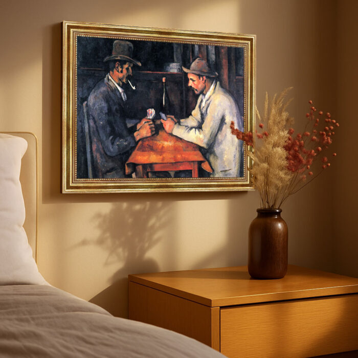 Die Kartenspieler von Paul Cézanne Bild mit Rahmen in Gold