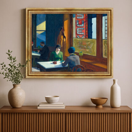 Chop Suey Edward Hopper Bild mit Rahmen in Gold