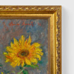 Sunflowers by Claude Monet Wall Art with Golden Frame Old Master Painting Reproduction Print for Home and Office Decorations
