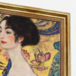 Dame mit Fächer von Gustav Klimt Bild mit Rahmen in Gold (Kopie)