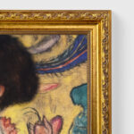 Lady with a Fan by Gustav Klimt Wall Art with Golden Frame Old Master Painting Reproduction Print for Home and Office Decorations