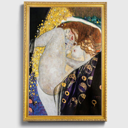Danae I by Gustav Klimt Wall Art with Golden Frame Old Master Painting Reproduction Print for Home and Office Decorations