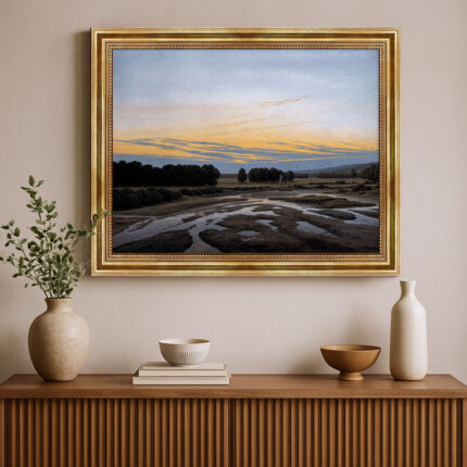 Das Große Gehege bei Dresden von Caspar D. Friedrich Bild mit Rahmen in Gold