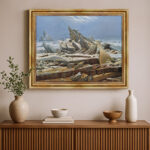 Das Eismeer Caspar David Friedrich Bild mit Rahmen in Gold