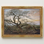 Der Baum der Krähen von Caspar David Friedrich Bild mit Rahmen in Gold