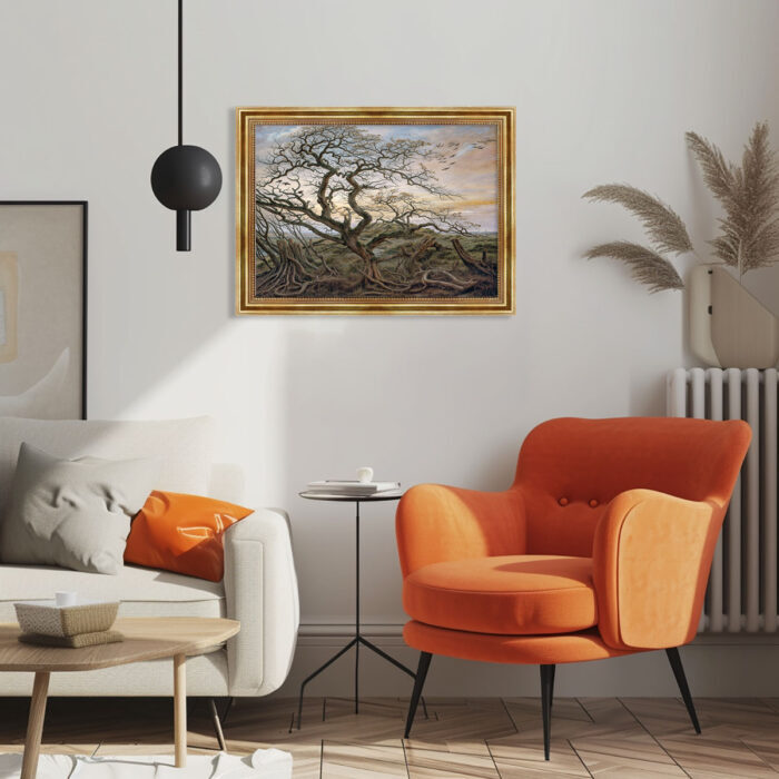 Der Baum der Krähen von Caspar David Friedrich Bild mit Rahmen in Gold