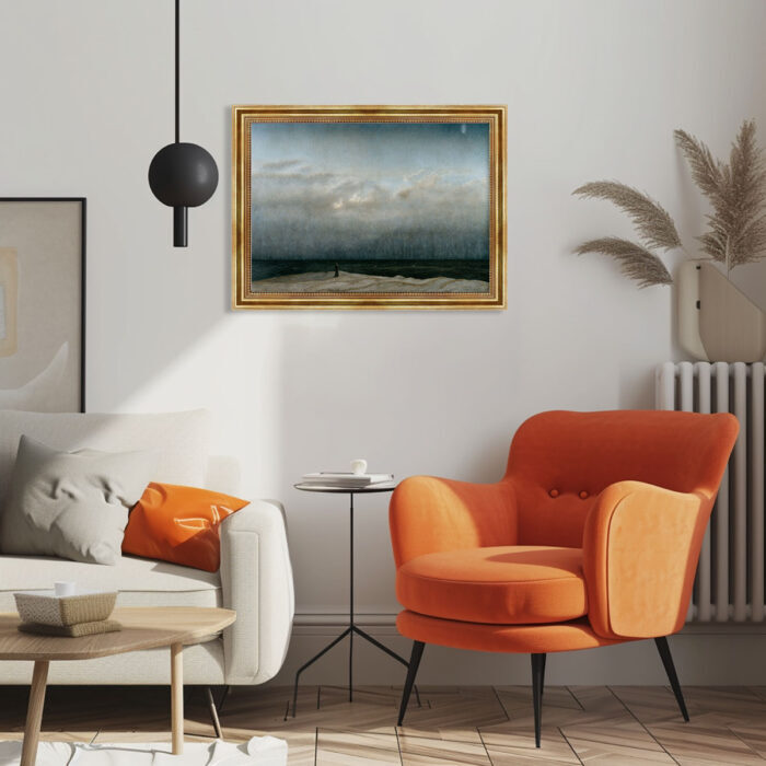 Der Mönch am Meer von David Caspar Friedrich Bild mit Rahmen in Gold