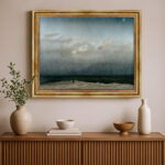 Der Mönch am Meer von David Caspar Friedrich Bild mit Rahmen in Gold