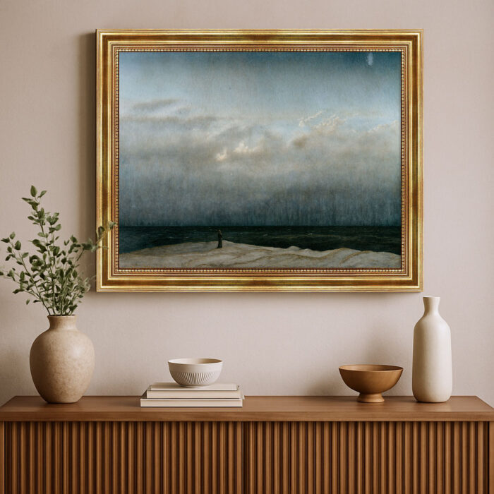 Der Mönch am Meer von David Caspar Friedrich Bild mit Rahmen in Gold