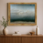 Der Mönch am Meer von David Caspar Friedrich Bild mit Rahmen in Gold