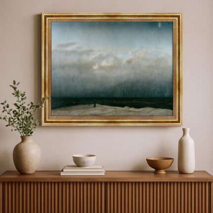 Der Mönch am Meer von David Caspar Friedrich Bild mit Rahmen in Gold