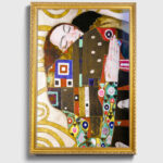 The Embrace by Gustav Klimt Wall Art with Golden Frame Old Master Painting Reproduction Print for Home and Office Decorations