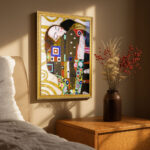 The Embrace by Gustav Klimt Wall Art with Golden Frame Old Master Painting Reproduction Print for Home and Office Decorations