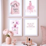 Fashion in Pink Wandbilder 4er Set Bilder Premium Poster Wanddekoration