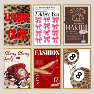 Girly Gallery 6er Set Bilder Deko Wandbilder Premium Poster Wanddekoration ohne Rahmen