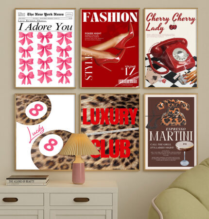Girly Gallery 6er Set Bilder Deko Wandbilder Premium Poster Wanddekoration ohne Rahmen