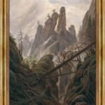 Felsenlandschaft von D. Caspar Friedrich Bild mit Rahmen in Gold (Kopie)