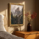 Felsenlandschaft von D. Caspar Friedrich Bild mit Rahmen in Gold (Kopie)