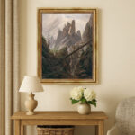 Felsenlandschaft von D. Caspar Friedrich Bild mit Rahmen in Gold (Kopie)