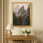 Rocky landscape by D. Caspar Friedrich Wall Art with Golden Frame Old Master Painting Reproduction Print for Home and Office Decorations