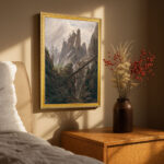 Rocky landscape by D. Caspar Friedrich Wall Art with Golden Frame Old Master Painting Reproduction Print for Home and Office Decorations