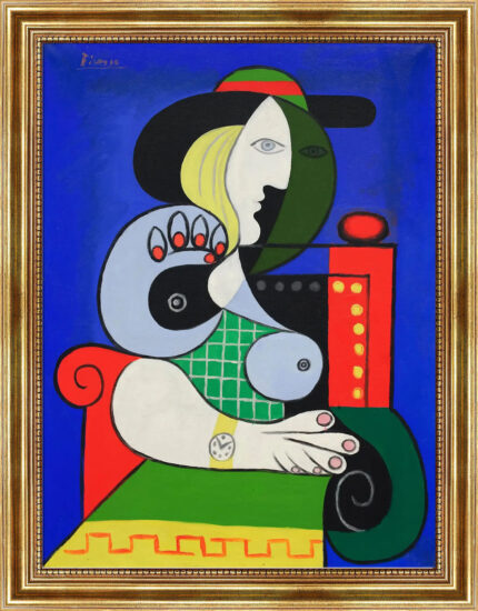 Femme à la montre Picasso Bild mit Rahmen in Gold (Kopie)