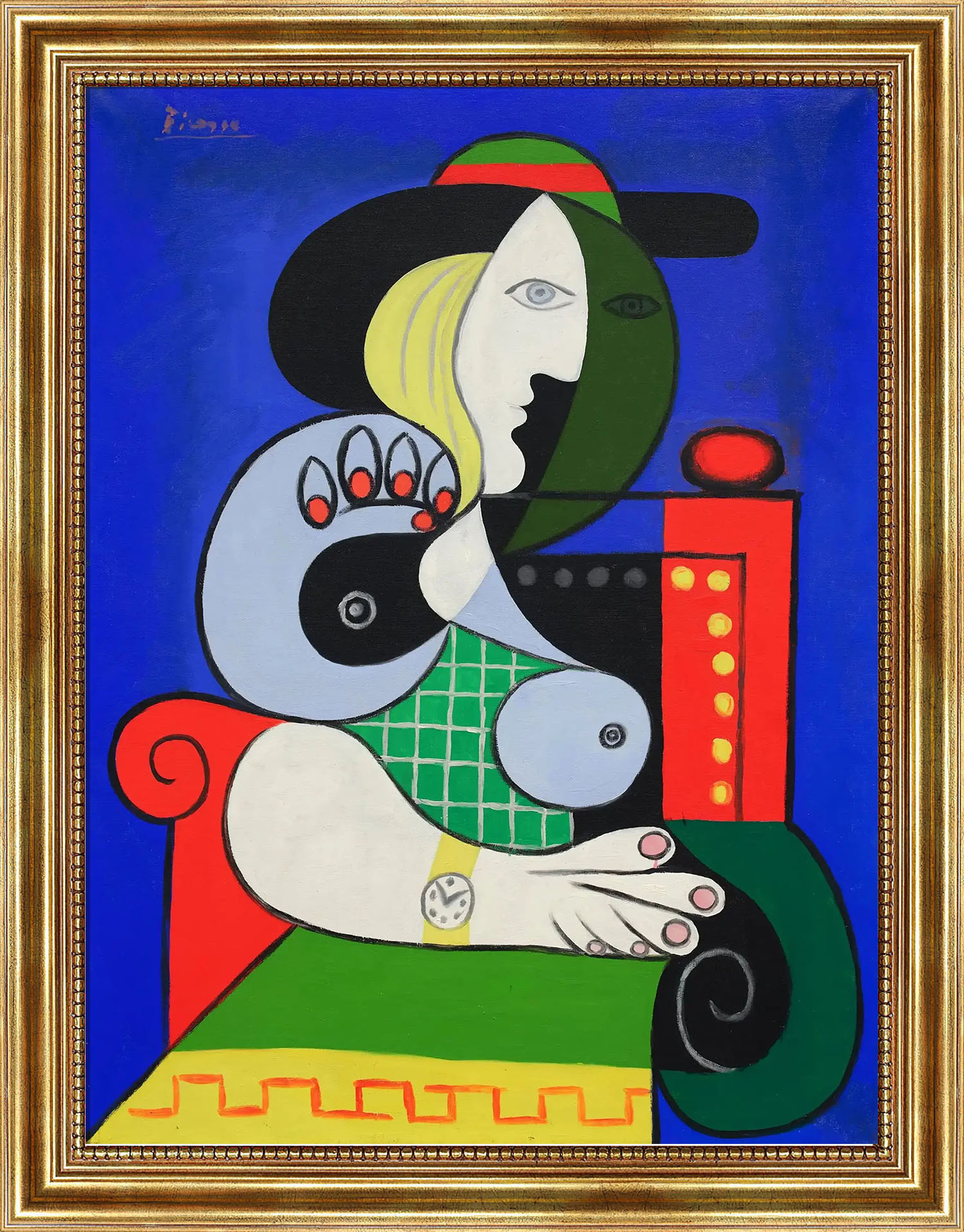 Femme à la montre Picasso Bild mit Rahmen in Gold (Kopie)
