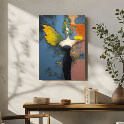 Engel mit Blatt Flügel Leinwandbild Abstrakt Exklusiv Modern