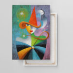 Dominika Picko Stil Leinwandbild Surreal Abstrakt Frau Hut Magie Farbenfroh