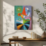 Dominika Picko Stil Leinwandbild Surreal Abstrakt Frau Hut Magie Farbenfroh