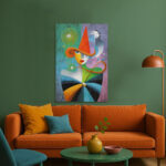 Dominika Picko Stil Leinwandbild Surreal Abstrakt Frau Hut Magie Farbenfroh