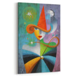 Dominika Picko Stil Leinwandbild Surreal Abstrakt Frau Hut Magie Farbenfroh