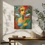 Surrealistische Frau Insekten Natur Leinwandbild im Stil von Alvaro Mejias Abstrakt