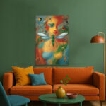 Surrealistische Frau Insekten Natur Leinwandbild im Stil von Alvaro Mejias Abstrakt