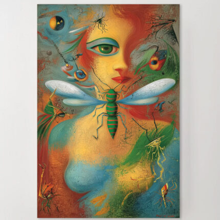 Surrealistische Frau Insekten Natur Leinwandbild im Stil von Alvaro Mejias Abstrakt