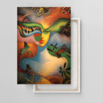 Surrealistische Frau Insekten Leinwandbild im Stil von Eduard Zelenin Bunt Abstrakt Modern