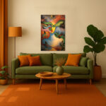 Surrealistische Frau Insekten Leinwandbild im Stil von Eduard Zelenin Bunt Abstrakt Modern