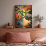 Surrealistische Frau Insekten Leinwandbild im Stil von Eduard Zelenin Bunt Abstrakt Modern