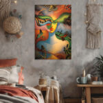 Surrealistische Frau Insekten Leinwandbild im Stil von Eduard Zelenin Bunt Abstrakt Modern